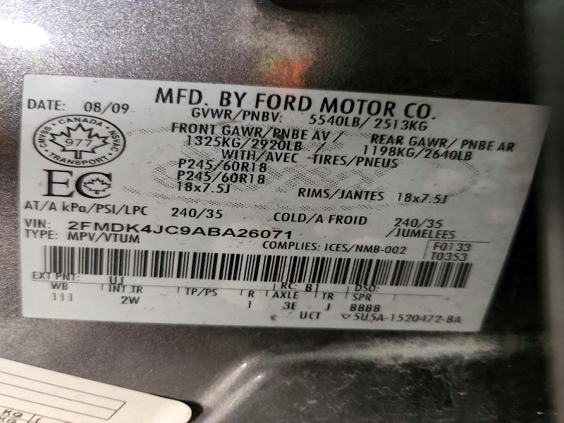 Продаж на аукціоні авто 2010 Ford Edge, vin: 2FMDK4JC9ABA26071, номер лоту: 53959816