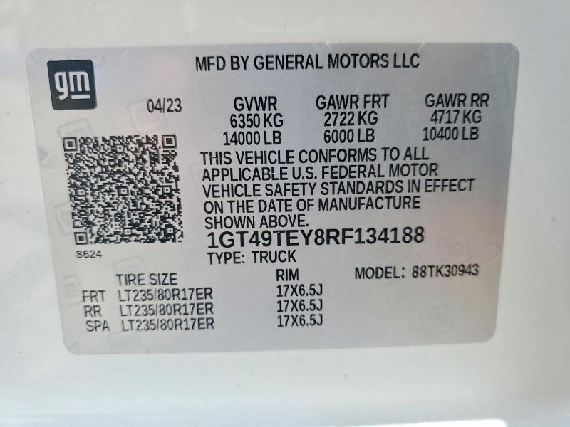 53519316 :رقم المزاد ، 1GT49TEY8RF134188 vin ، 2024 Gmc Sierra مزاد بيع