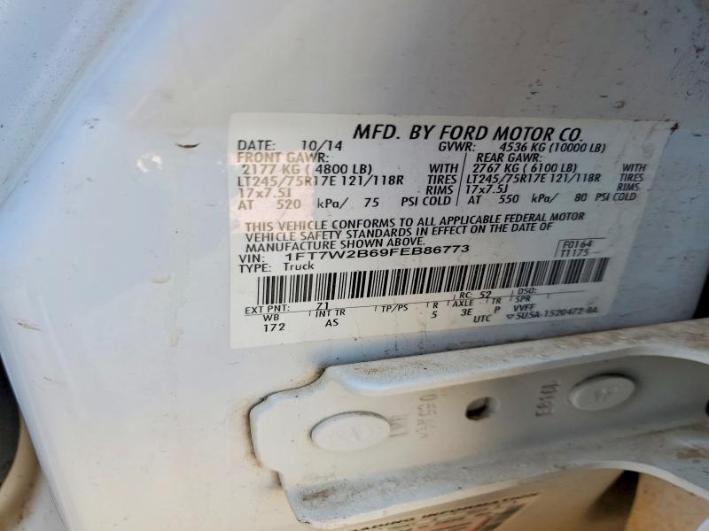 52052926 :رقم المزاد ، 1FT7W2B69FEB86773 vin ، 2015 Ford F250 مزاد بيع