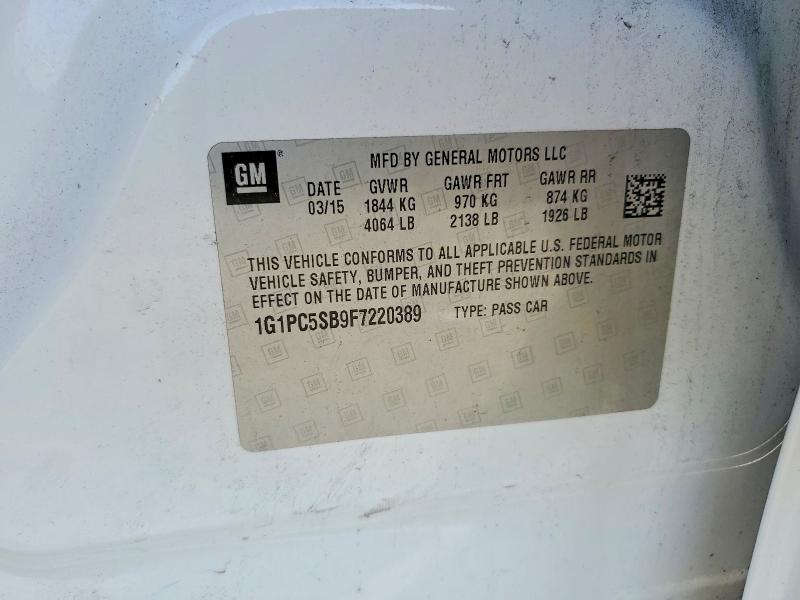 52406206 :رقم المزاد ، 1G1PC5SB9F7220389 vin ، 2015 Chevrolet Cruze مزاد بيع