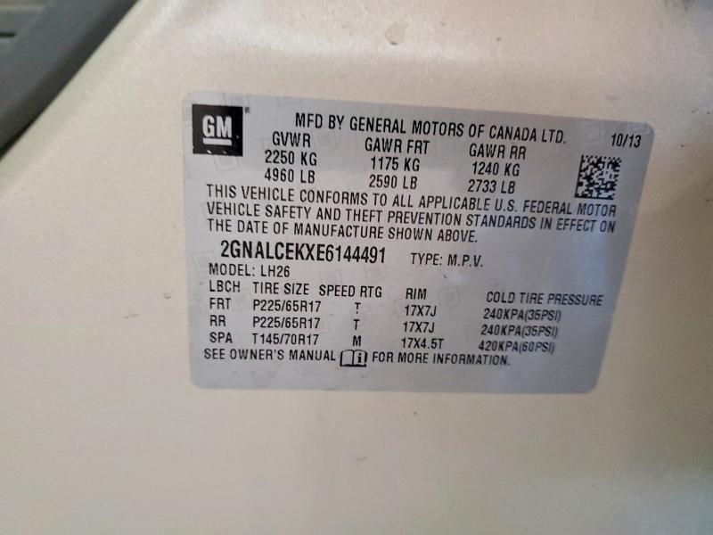 Продажа на аукционе авто 2014 Chevrolet Equinox, vin: 2GNALCEKXE6144491, номер лота: 53738776