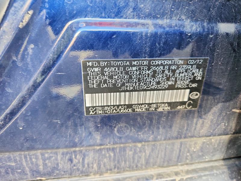 Продажа на аукционе авто 2012 Lexus Es, vin: JTHBK1EG9C2493229, номер лота: 53418276
