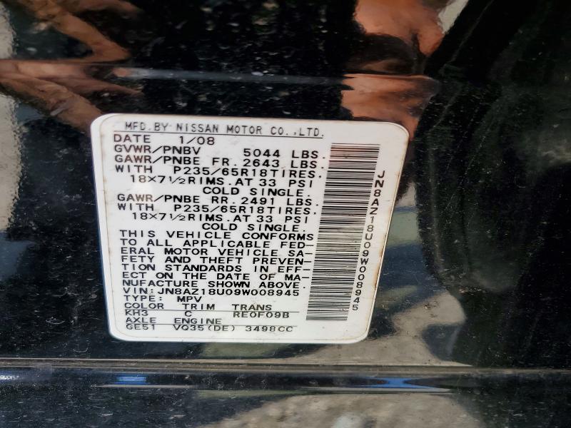 Aukcja sprzedaży 2009 Nissan Murano, vin: JN8AZ18U09W008945, numer aukcji: 53274366