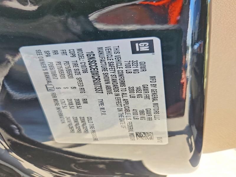 53014186 :رقم المزاد ، 1GNSCCE0XCR307337 vin ، 2012 Chevrolet Tahoe مزاد بيع