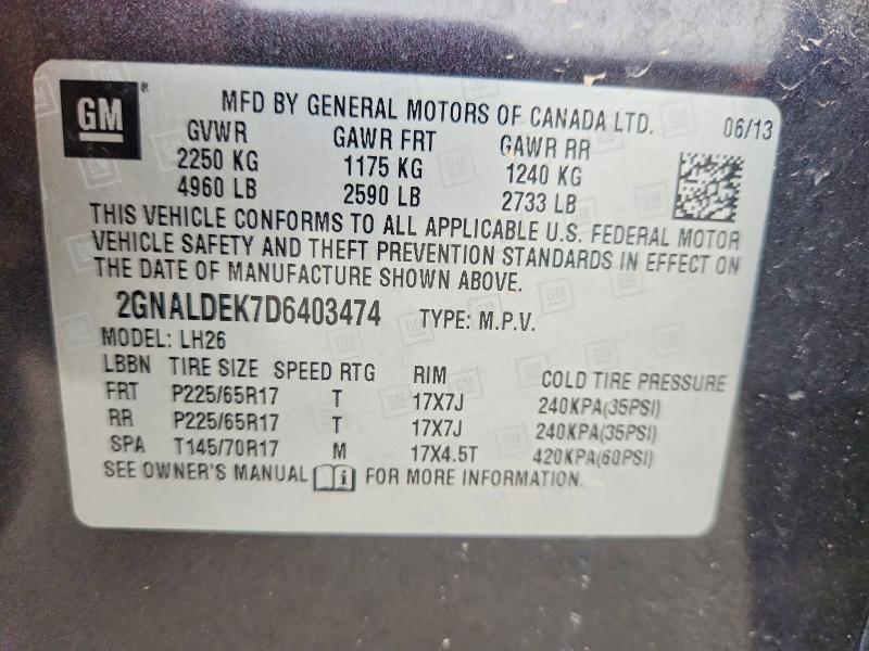 Продаж на аукціоні авто 2013 Chevrolet Equinox, vin: 2GNALDEK7D6403474, номер лоту: 54072166