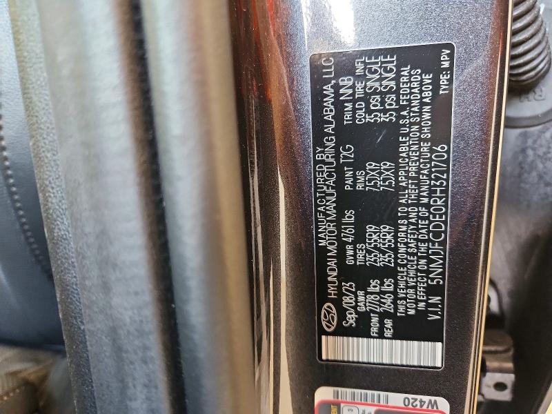 55031056 :رقم المزاد ، 5NMJFCDE0RH321706 vin ، 2024 Hyundai Tucson مزاد بيع