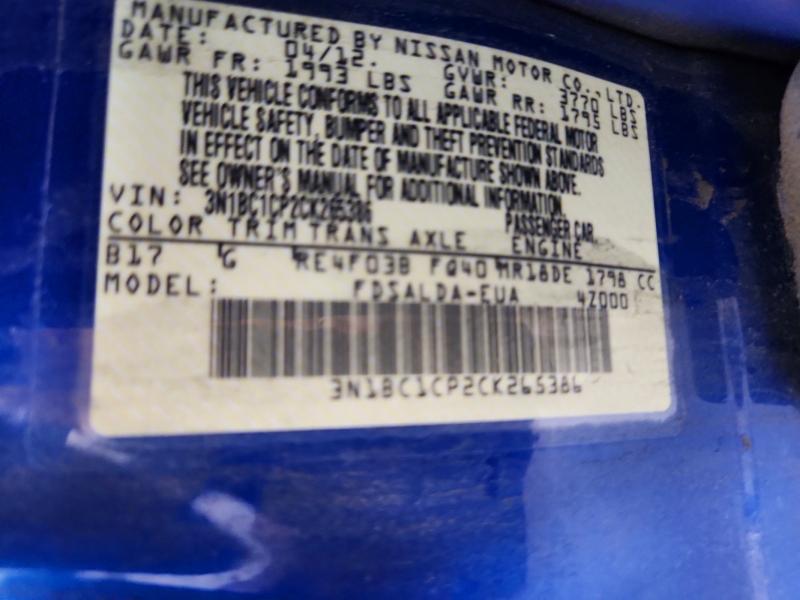 Продажа на аукционе авто 2012 Nissan Versa, vin: 3N1BC1CP2CK265386, номер лота: 51646346