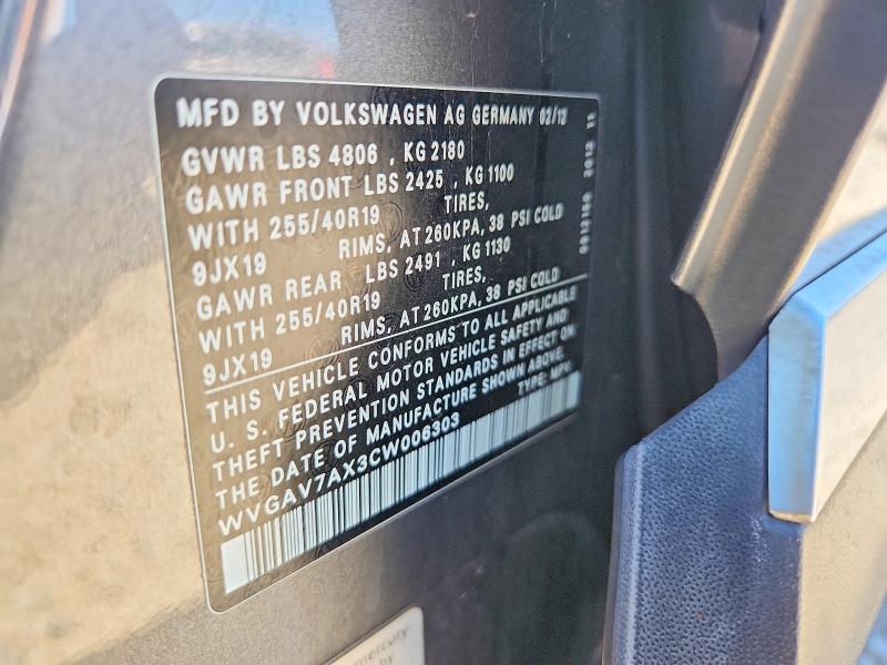 Продаж на аукціоні авто 2012 Volkswagen Tiguan, vin: WVGAV7AX3CW006303, номер лоту: 54167666