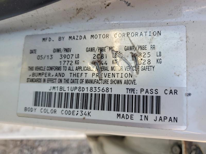 52180966 :رقم المزاد ، JM1BL1UP8D1835681 vin ، 2013 Mazda 3 مزاد بيع