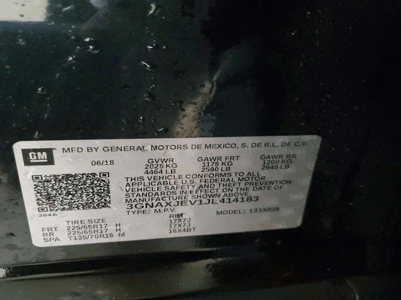 Aukcja sprzedaży 2018 Chevrolet Equinox, vin: 3GNAXJEV1JL414183, numer aukcji: 51780956