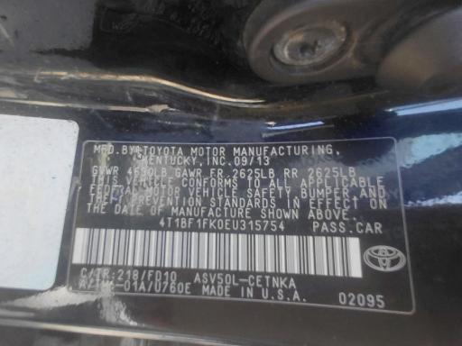 Продажа на аукционе авто 2014 Toyota Camry, vin: 4T1BF1FK0EU315754, номер лота: 54887636