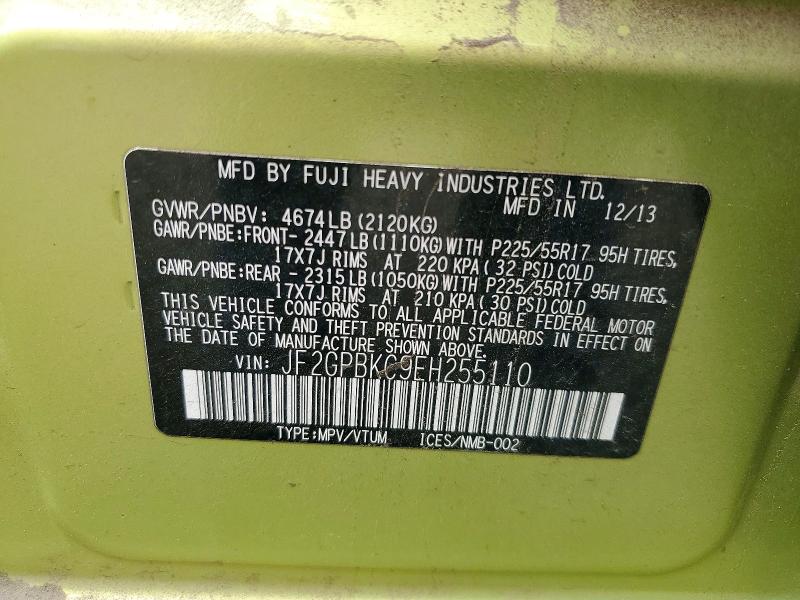 Aukcja sprzedaży 2014 Subaru Xv Crosstrek, vin: JF2GPBKC9EH255110, numer aukcji: 54550086