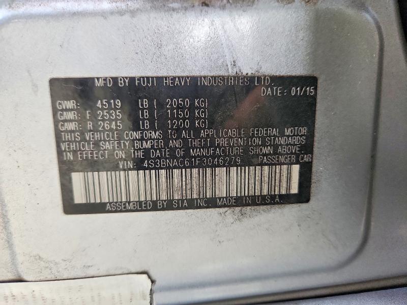 Aukcja sprzedaży 2015 Subaru Legacy, vin: 4S3BNAC61F3046279, numer aukcji: 52470356