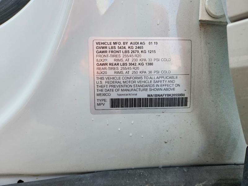 54950556 :رقم المزاد ، WA1BNAFY8K2055990 vin ، 2019 Audi Q5 مزاد بيع