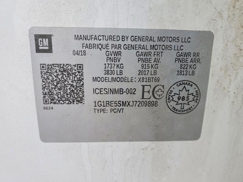 Aukcja sprzedaży 2018 Chevrolet Cruze, vin: 1G1BE5SMXJ7209898, numer aukcji: 53732636