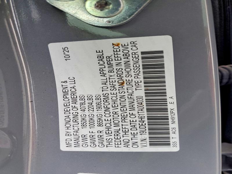 2026 Acura Integra მანქანა იყიდება აუქციონზე, vin: 19UDE4H61TA004030, აუქციონის ნომერი: 53038546