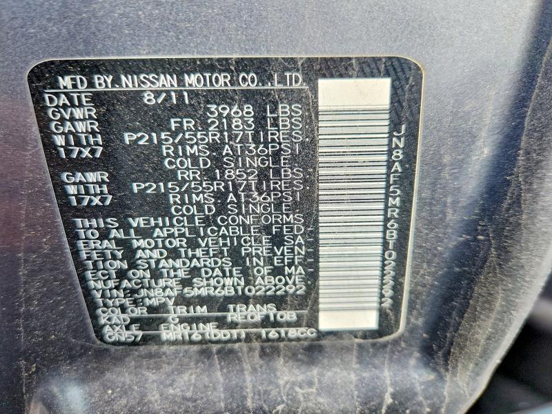 Aukcja sprzedaży 2011 Nissan Juke, vin: JN8AF5MR6BT022292, numer aukcji: 54637496