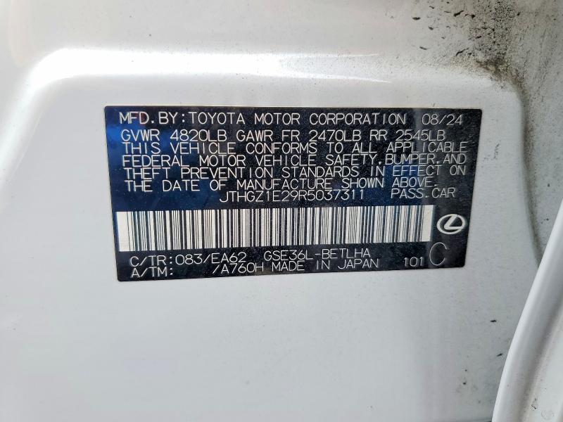 2024 Lexus Is 350 მანქანა იყიდება აუქციონზე, vin: JTHGZ1E29R5037311, აუქციონის ნომერი: 53227666