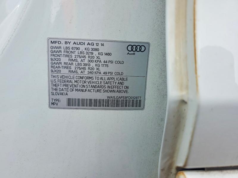 Продаж на аукціоні авто 2015 Audi Q7, vin: WA1LGAFE8FD012877, номер лоту: 54458286