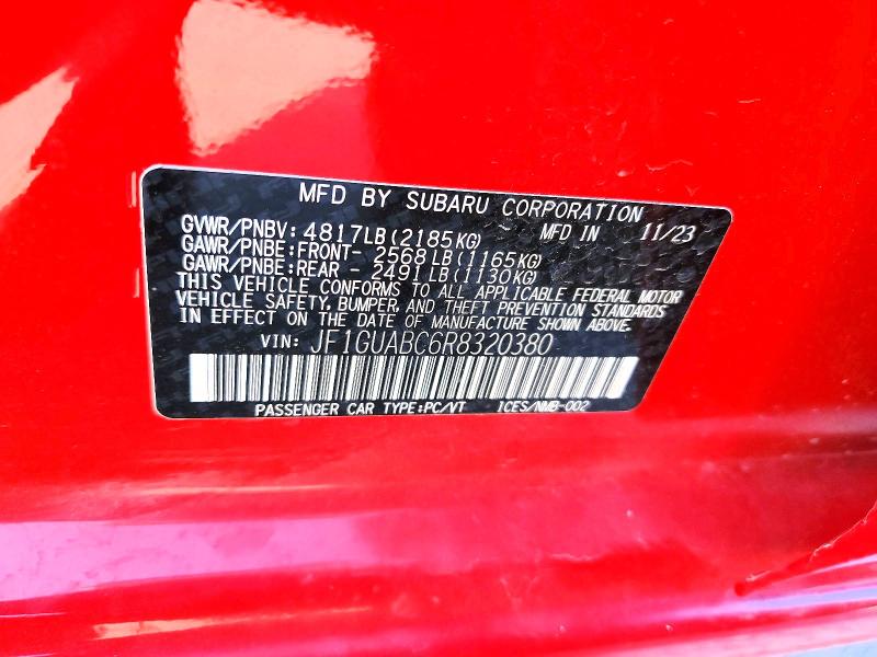 2024 Subaru Impreza მანქანა იყიდება აუქციონზე, vin: JF1GUABC6R8320380, აუქციონის ნომერი: 52568816