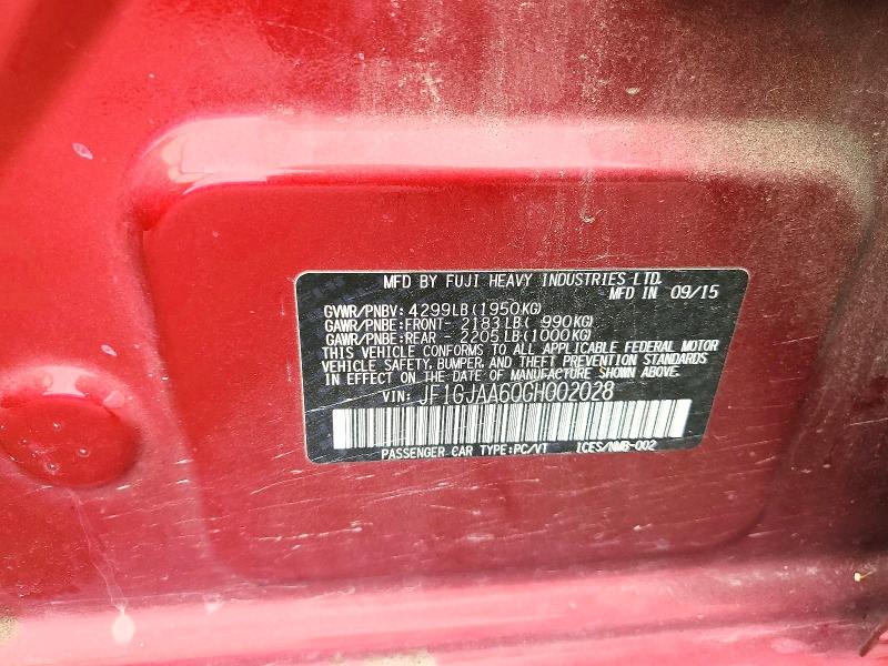Продажа на аукционе авто 2016 Subaru Impreza, vin: JF1GJAA60GH002028, номер лота: 52986986