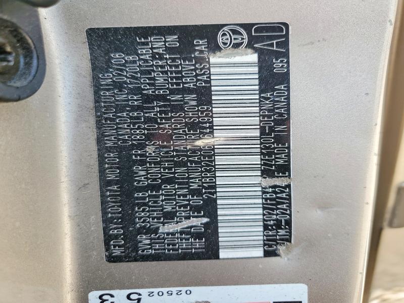52813266 :رقم المزاد ، 2T1BR32E06C644959 vin ، 2006 Toyota Corolla مزاد بيع