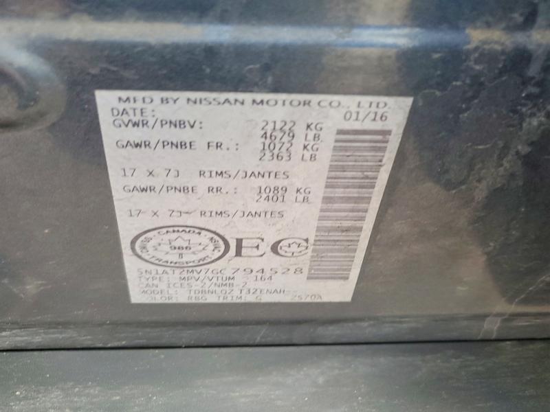 2016 Nissan Rogue მანქანა იყიდება აუქციონზე, vin: 5N1AT2MV7GC794528, აუქციონის ნომერი: 55256016