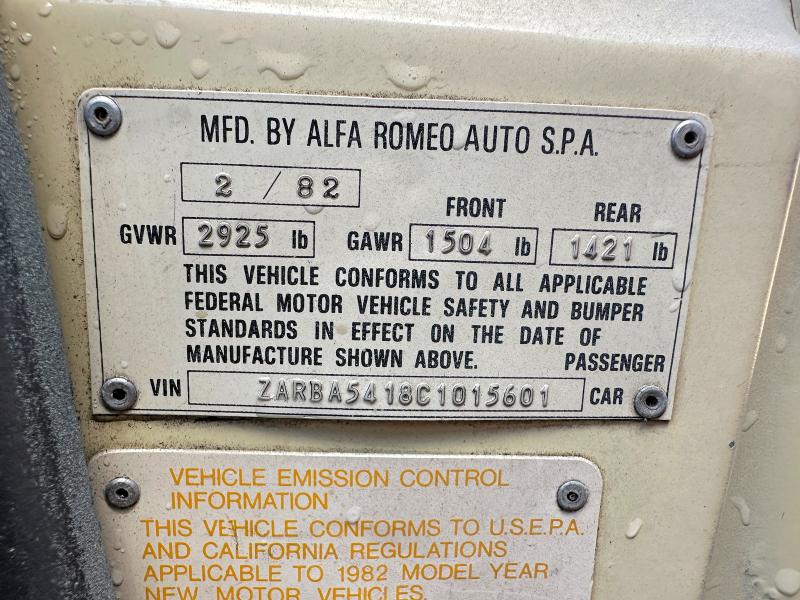 Aukcja sprzedaży 1982 Alfa Romeo Veloce, vin: ZARBA5418C1015601, numer aukcji: 52793426
