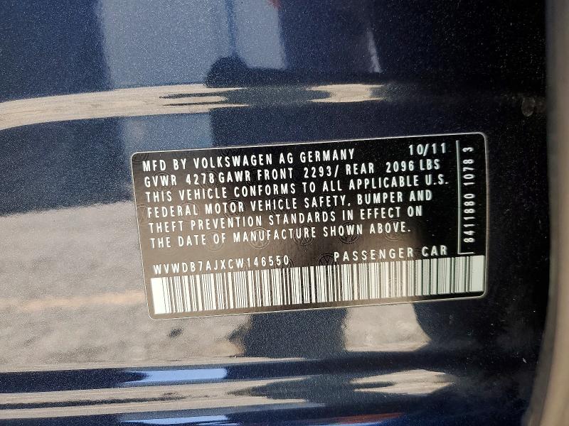 Продаж на аукціоні авто 2012 Volkswagen Golf, vin: WVWDB7AJXCW146550, номер лоту: 52046826
