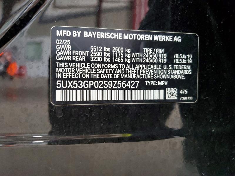Aukcja sprzedaży 2025 Bmw X3, vin: 5UX53GP02S9Z56427, numer aukcji: 52312396