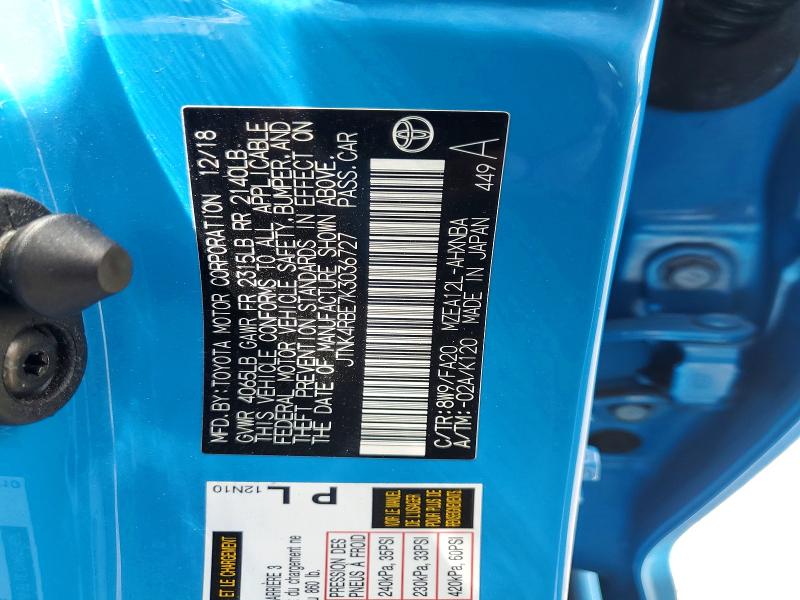 Aukcja sprzedaży 2019 Toyota Corolla Hatchback, vin: JTNK4RBE7K3036727, numer aukcji: 54892796