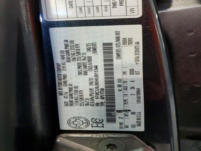 2017 Ford Escape მანქანა იყიდება აუქციონზე, vin: 1FMCU9J90HUB11344, აუქციონის ნომერი: 54778606