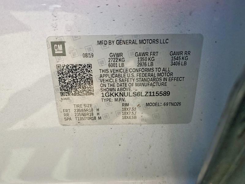 2020 Gmc Acadia მანქანა იყიდება აუქციონზე, vin: 1GKKNULS6LZ115589, აუქციონის ნომერი: 53616896