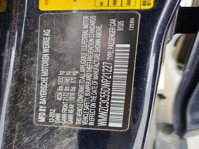 Auction sale of the 2013 Mini Cooper, vin: WMWZC3C55DWP21227, lot number: 52399286