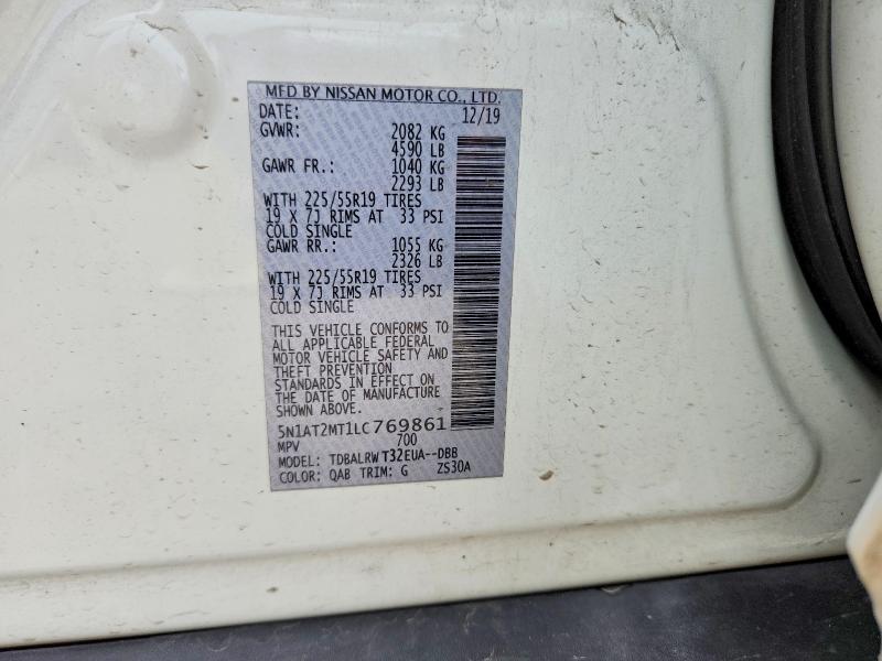 2020 Nissan Rogue მანქანა იყიდება აუქციონზე, vin: 5N1AT2MT1LC769861, აუქციონის ნომერი: 55039646