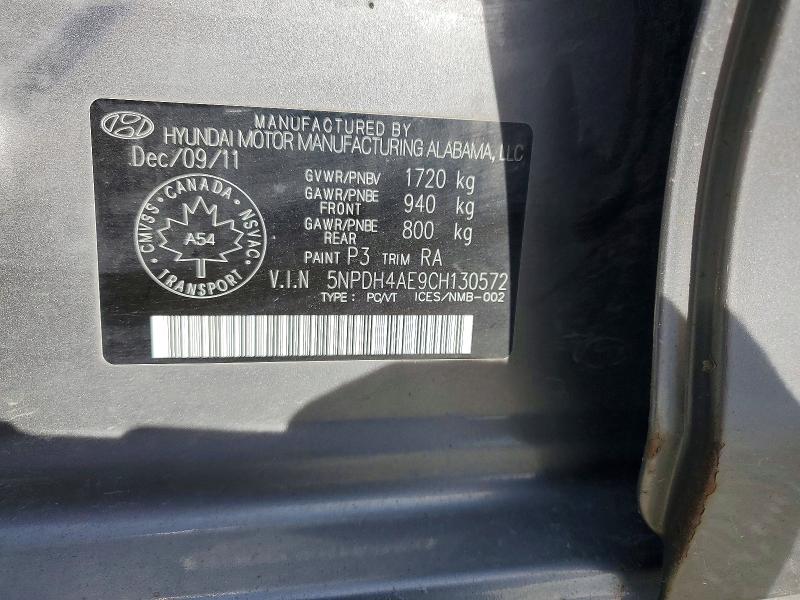 Продажа на аукционе авто 2012 Hyundai Elantra, vin: 5NPDH4AE9CH130572, номер лота: 53436936