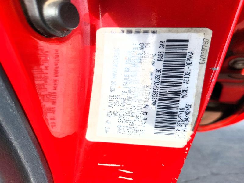 Aukcja sprzedaży 1993 Toyota Corolla, vin: 1NXAE09E9PZ065030, numer aukcji: 52562056