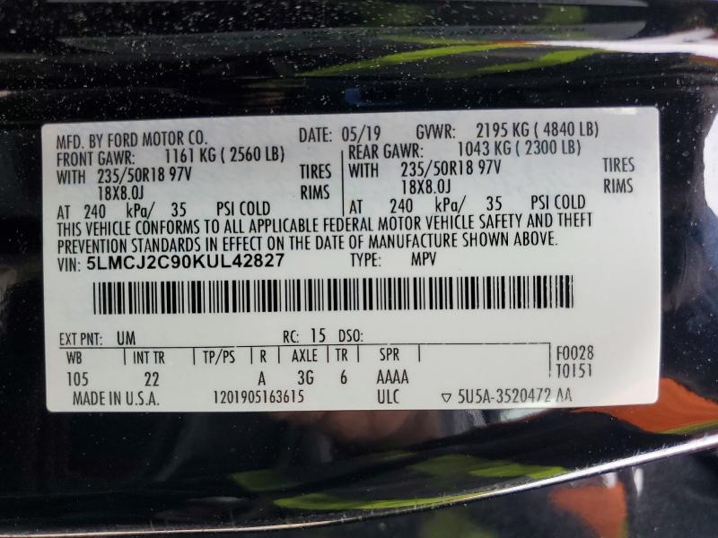 Продажа на аукционе авто 2019 Lincoln Mkc, vin: 5LMCJ2C90KUL42827, номер лота: 52177526