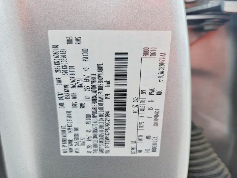 Aukcja sprzedaży 2018 Ford F150, vin: 1FTEW1CP8JKC21094, numer aukcji: 54082966