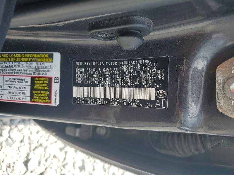 Aukcja sprzedaży 2013 Toyota Corolla, vin: 2T1BU4EE0DC004733, numer aukcji: 55273456