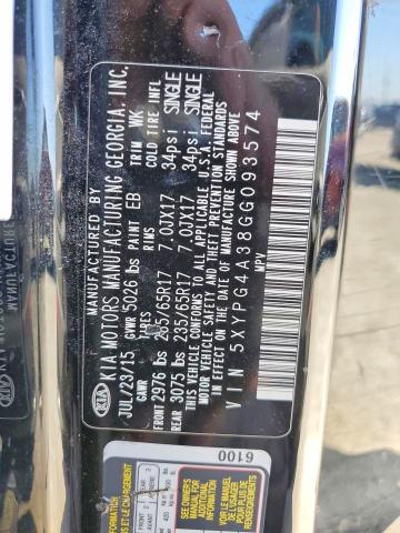 Aukcja sprzedaży 2016 Kia Sorento, vin: 5XYPG4A38GG093574, numer aukcji: 54199296