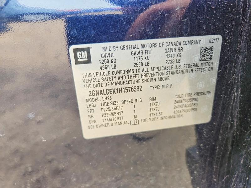 Aukcja sprzedaży 2017 Chevrolet Equinox, vin: 2GNALCEK1H1576582, numer aukcji: 54807576