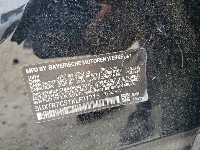 Продажа на аукционе авто 2019 Bmw X3, vin: 5UXTR7C51KLF31715, номер лота: 52721916