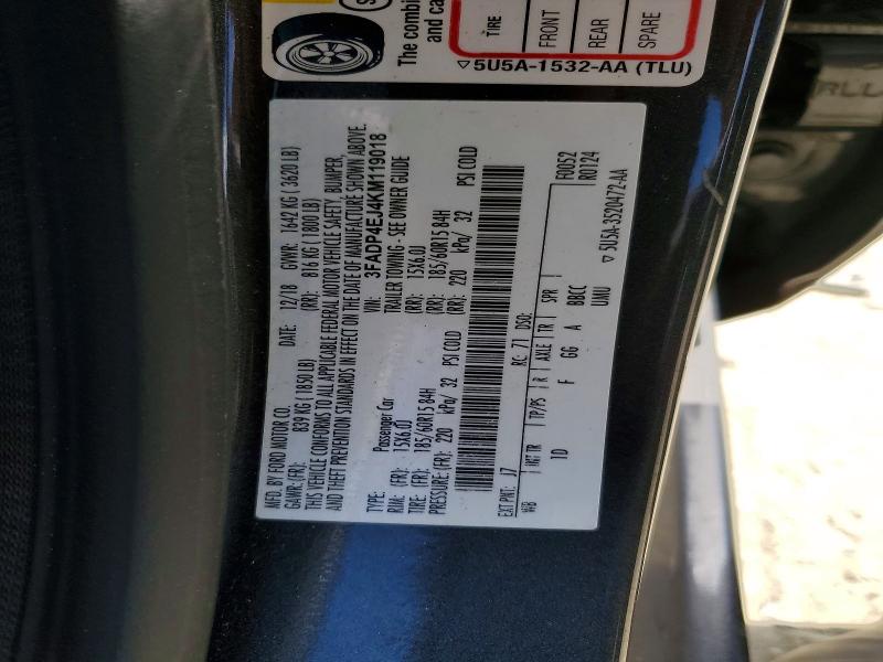 Aukcja sprzedaży 2019 Ford Fiesta, vin: 3FADP4EJ4KM119018, numer aukcji: 53264646