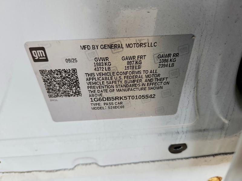 2026 Cadillac Ct4 მანქანა იყიდება აუქციონზე, vin: 1G6DB5RK5T0105542, აუქციონის ნომერი: 52138786