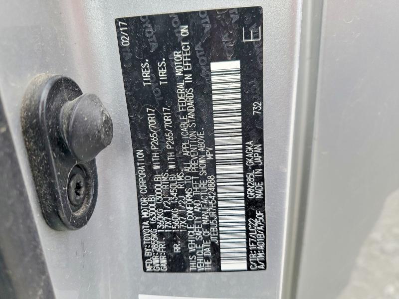 52546136 :رقم المزاد ، JTEBU5JR7H5424888 vin ، 2017 Toyota 4runner مزاد بيع