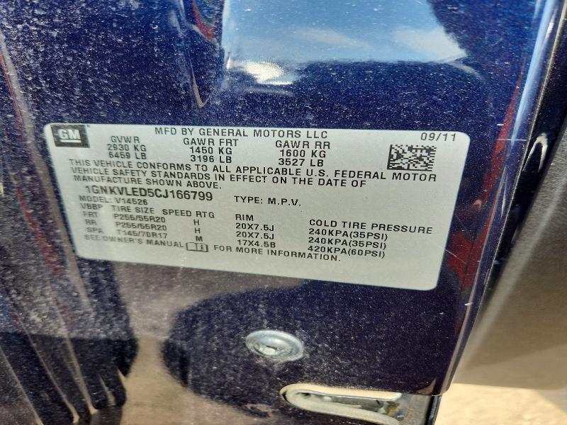 53465706 :رقم المزاد ، 1GNKVLED5CJ166799 vin ، 2012 Chevrolet Traverse مزاد بيع