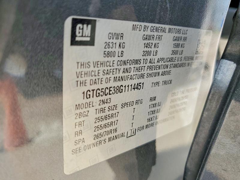 Aukcja sprzedaży 2016 Gmc Canyon, vin: 1GTG5CE38G1114451, numer aukcji: 54921726