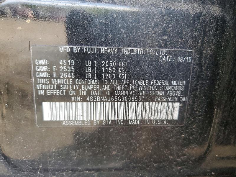 52210846 :رقم المزاد ، 4S3BNAJ65G3008557 vin ، 2016 Subaru Legacy مزاد بيع
