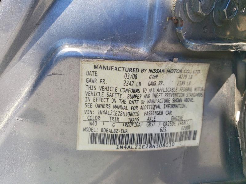 Продаж на аукціоні авто 2008 Nissan Altima, vin: 1N4AL21E28N508010, номер лоту: 52306276